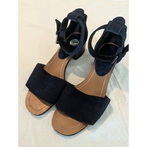 Splendid Navy Suede Block Heel Ankle Strap Sandals Size 6.5